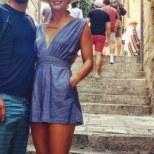 VETIVER blue romper from Revolve